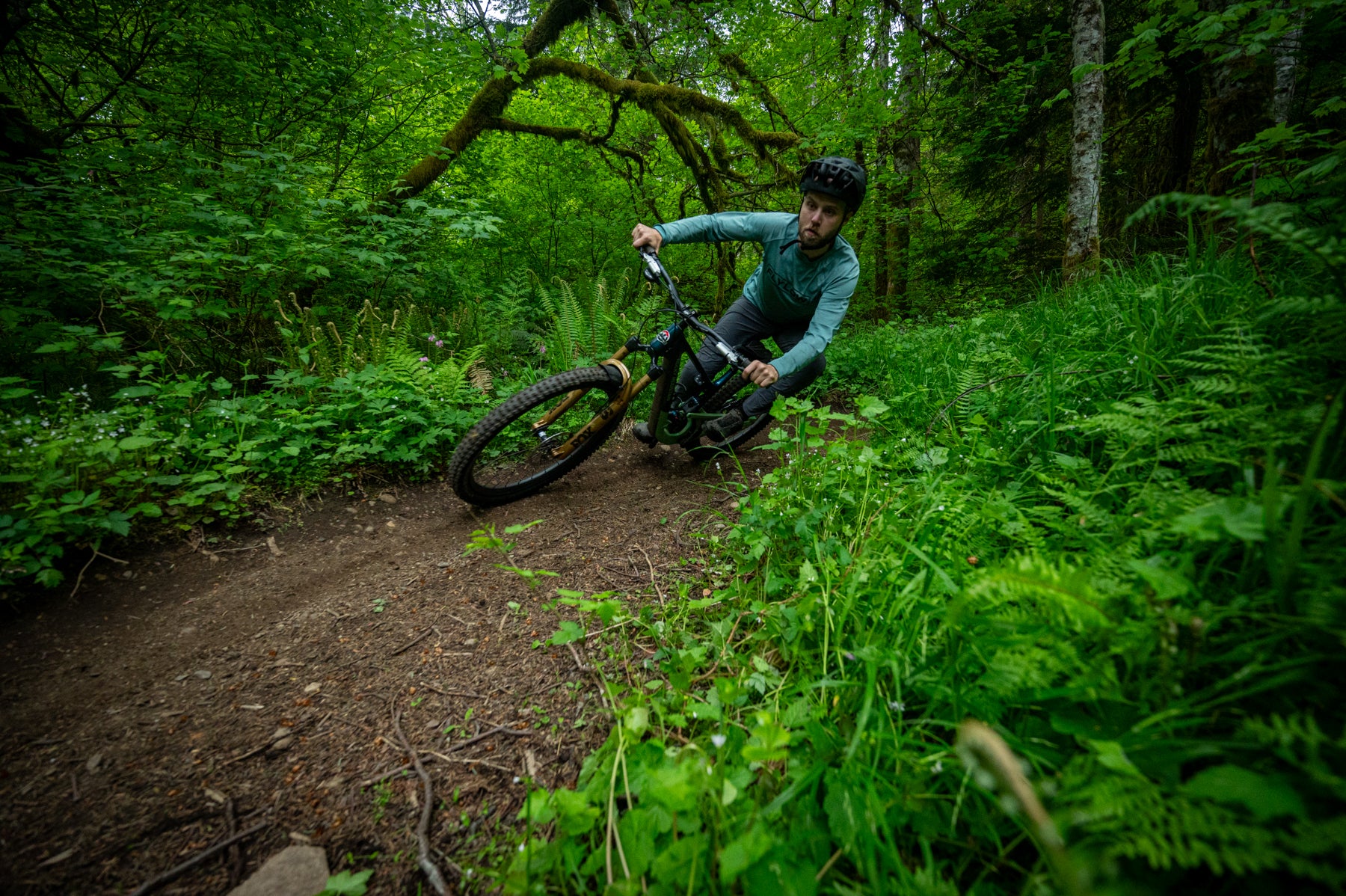 man riding bike with TRP EVO 12