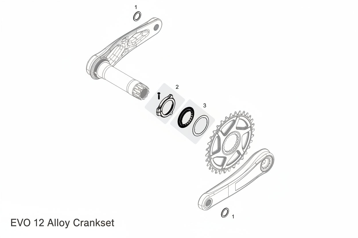 TRP EVO FC-M8050 crankset for 12-speed drivetrain systems - mountain bike performance components"