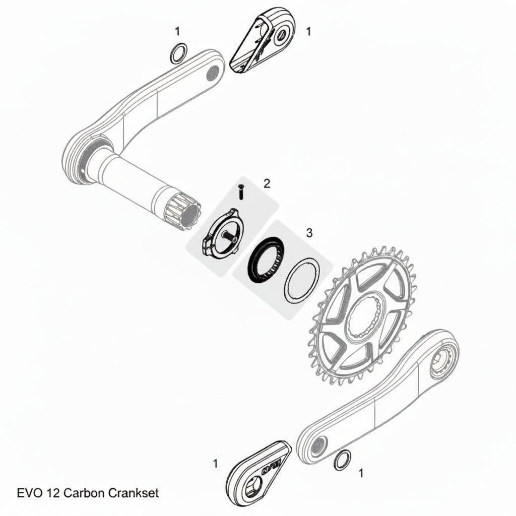 TRP EVO FC-M9050 crankset detailed view - premium mechanical drivetrain for cycling builds"