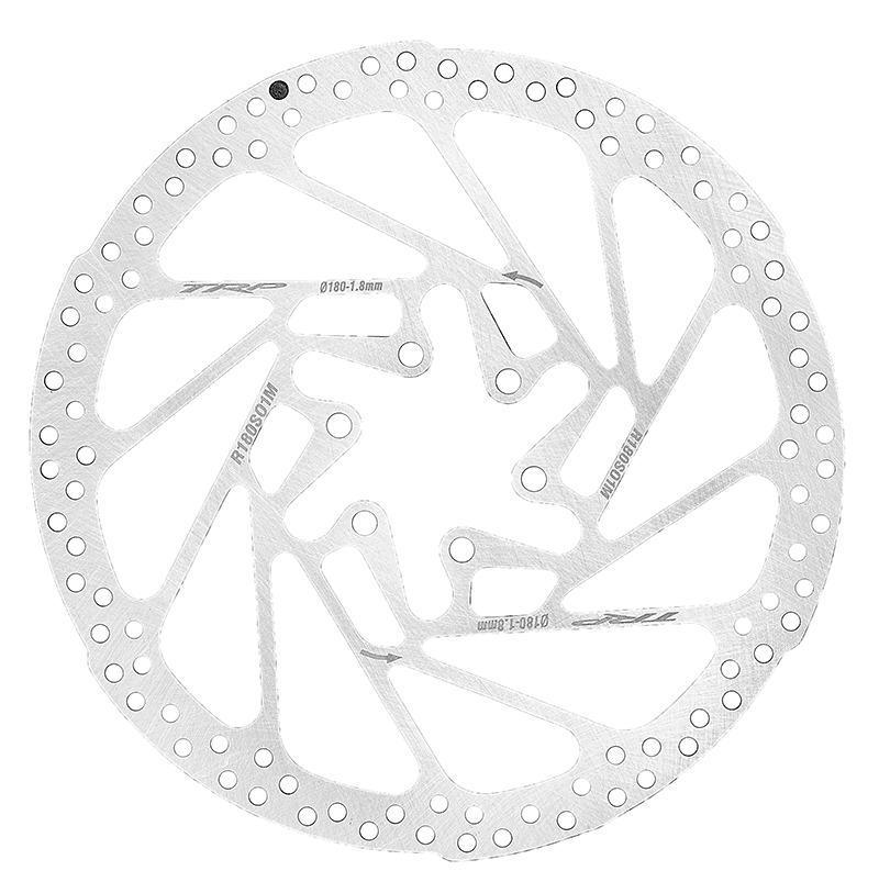 TRP R180 disc brake rotor 180mm web view showing professional mountain bike braking performance