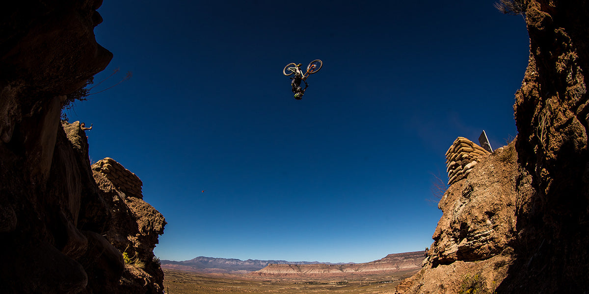 TRP sponsored athlete Brendan Fairclough at Red Bull Rampage using TRP brakes for extreme mountain biking inspiration"