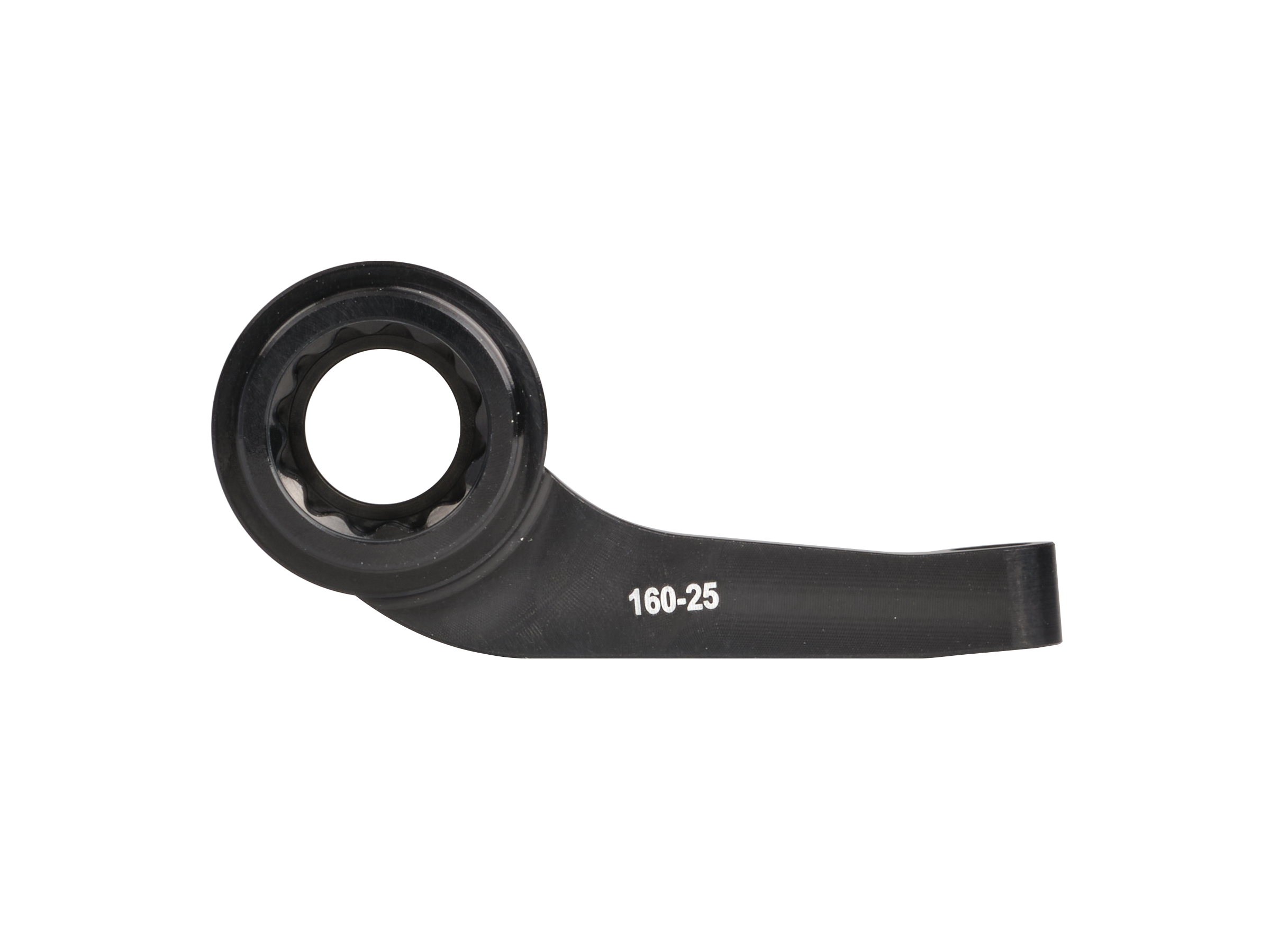A black torque support arm for a bicycle's powershift hub.