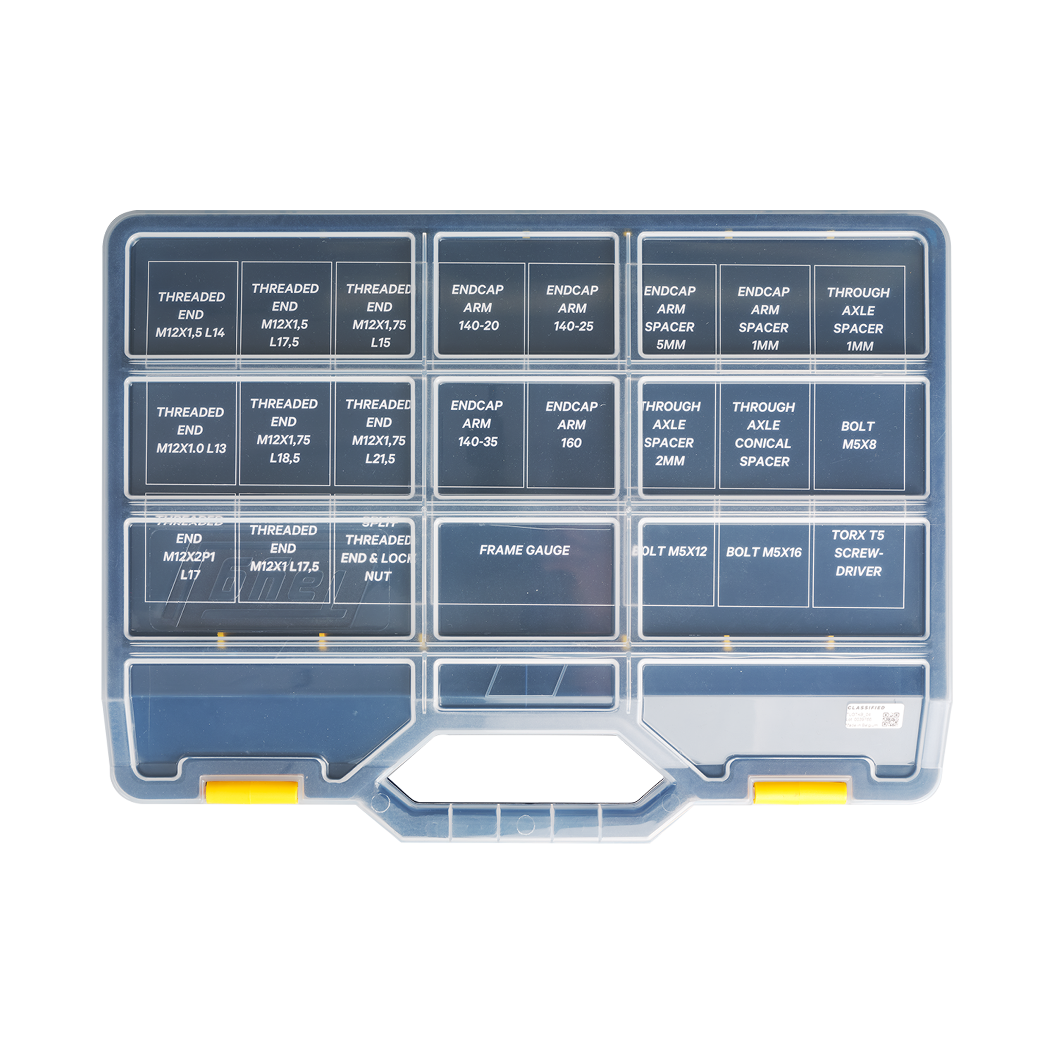 TRP Blue storage box with compartments for organizing small parts for dealers
