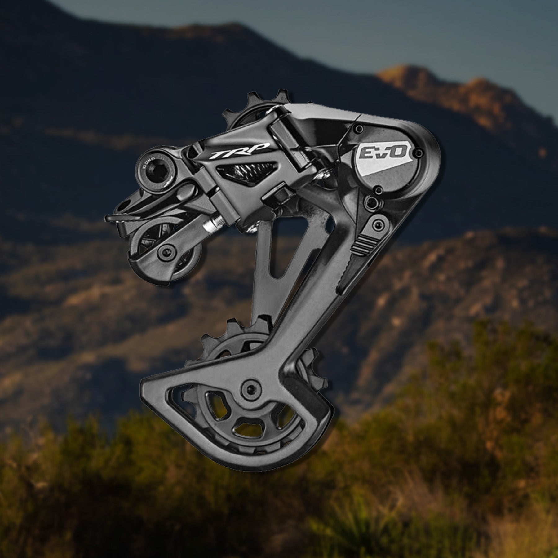 TRP EVO 12-speed derailleur cage release system detail for professional mountain bike servicing and repairs