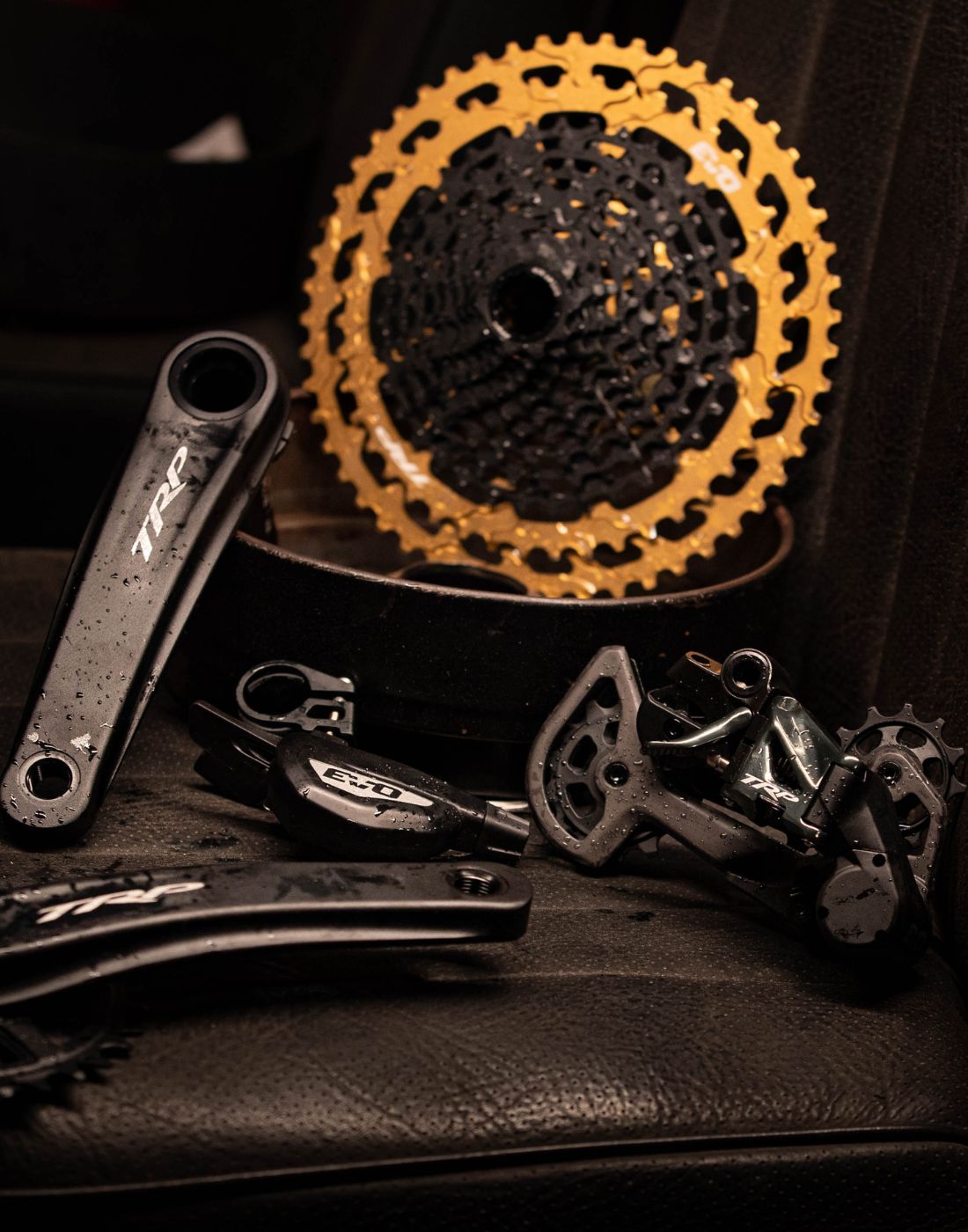 TRP product category design for  mountain bike component selection and branding"